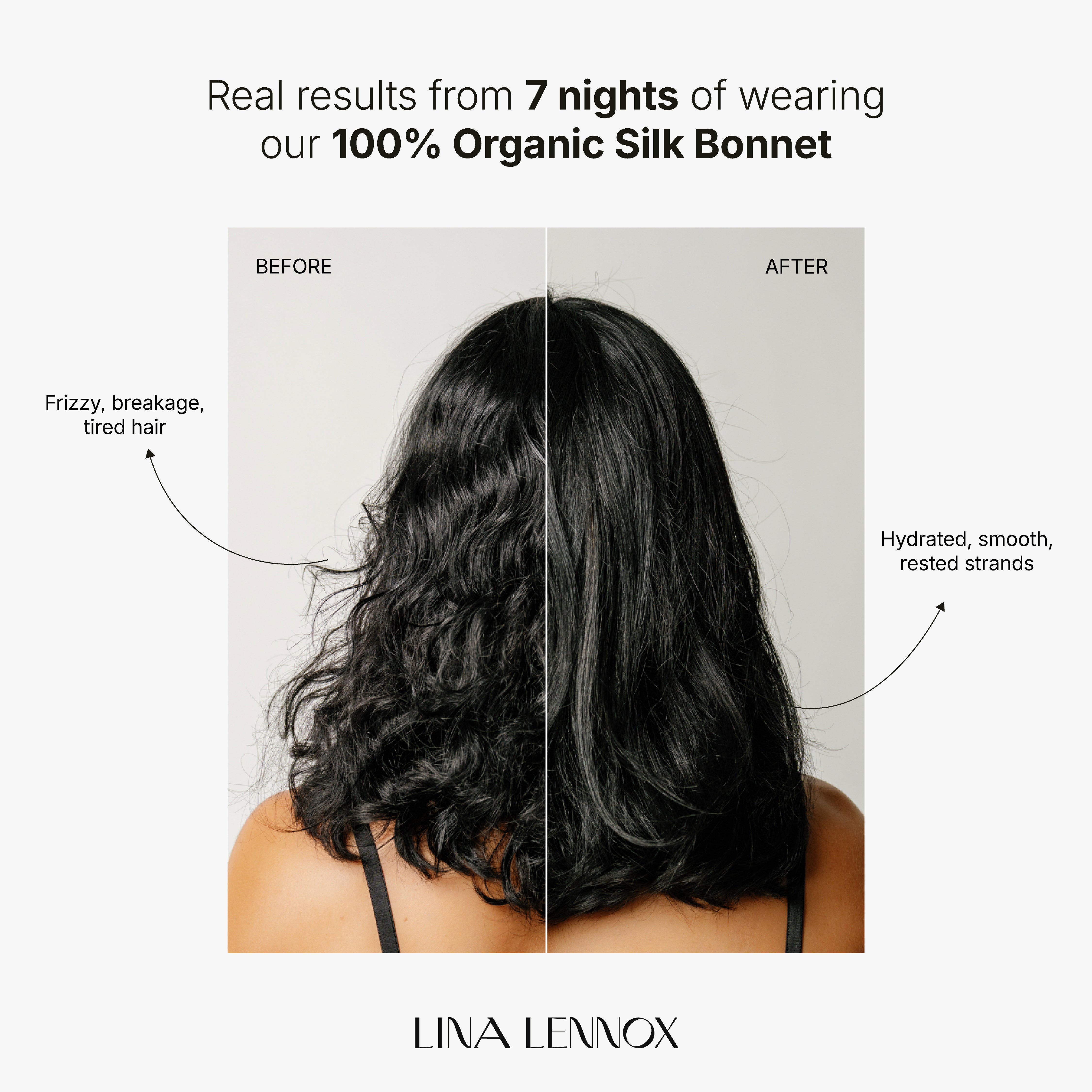 Gorro de seda orgánica para el cabello
