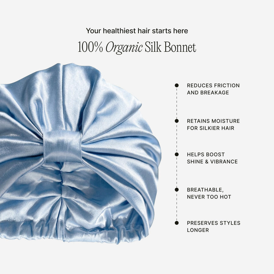 Organic Silk Hair Bonnet Powder Blue