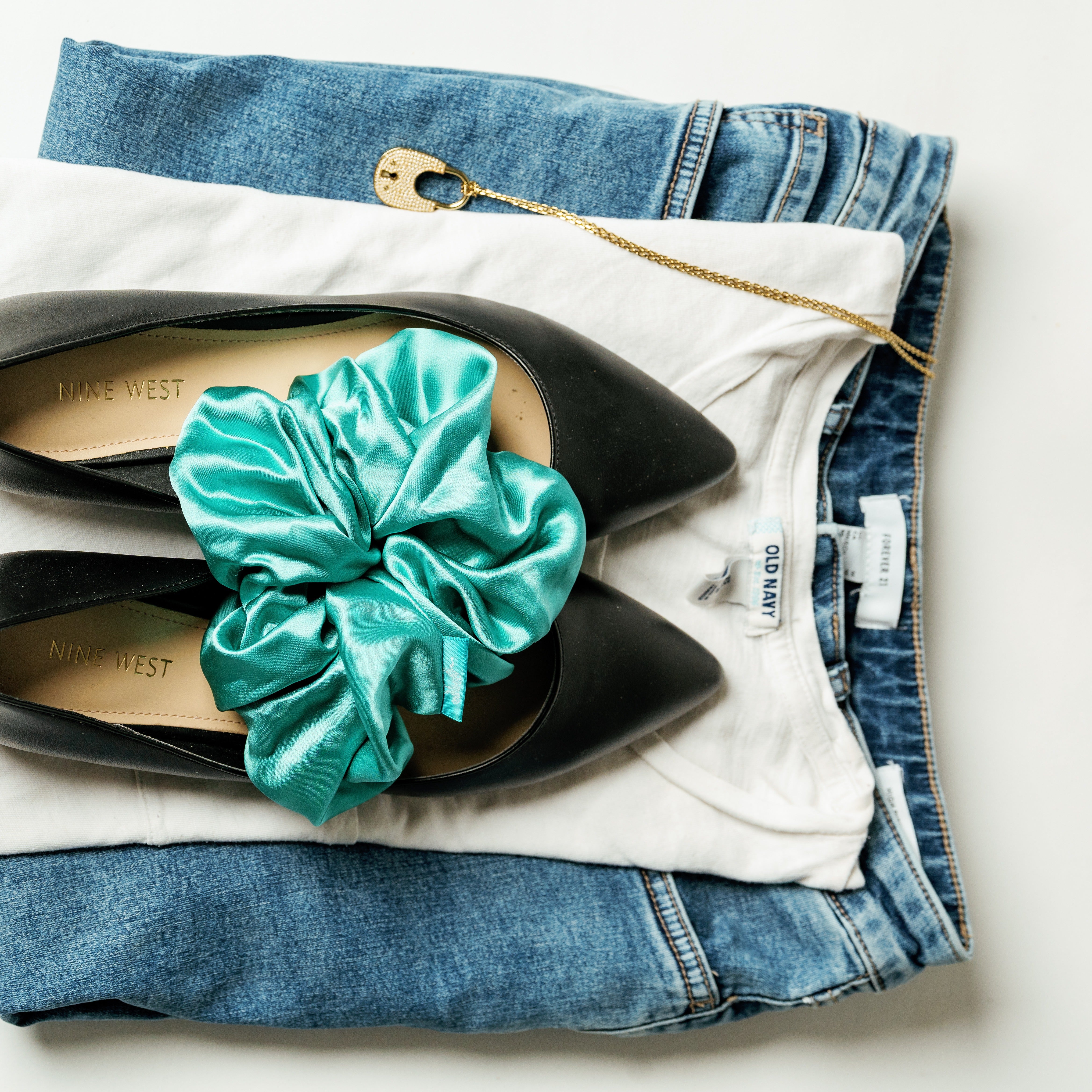 Organic Silk Oversized Scrunchie Jade Green