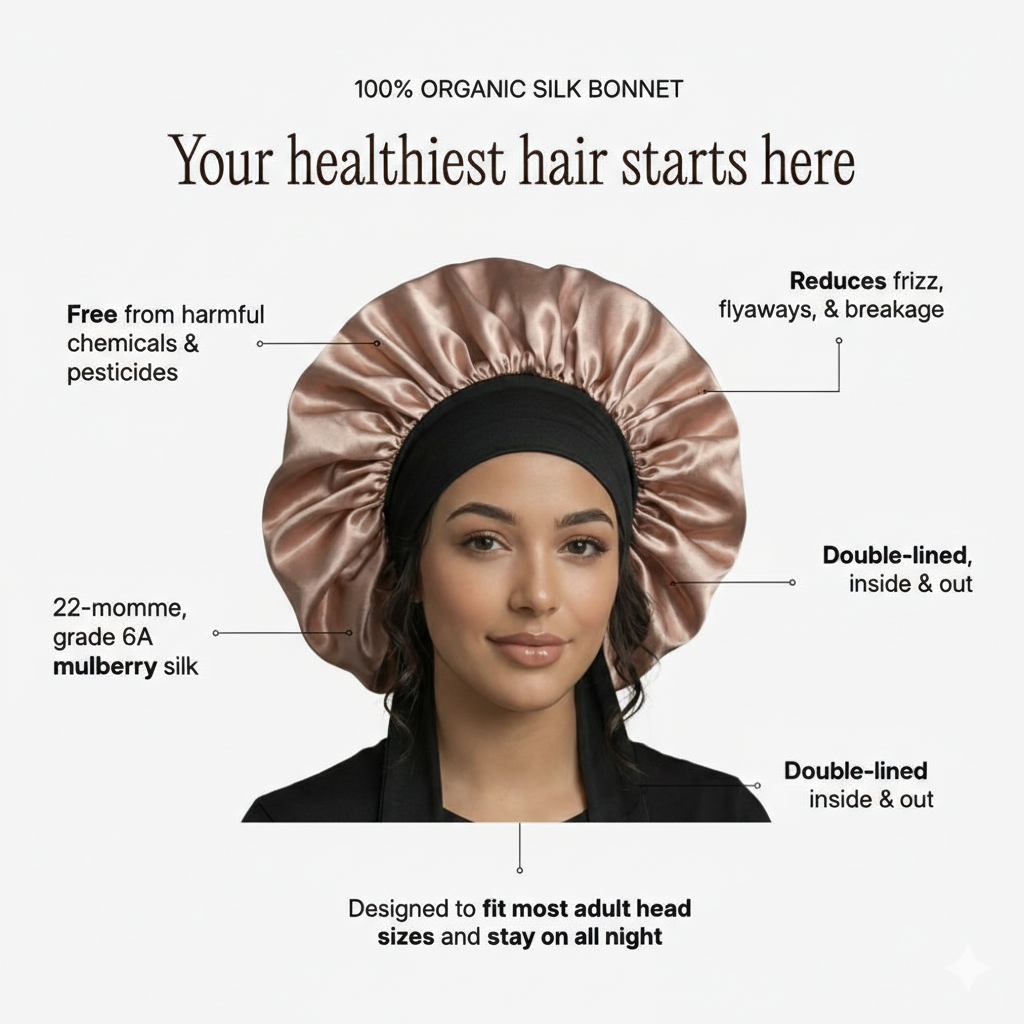 XL Organic Silk Hair Bonnet Dusty Pink