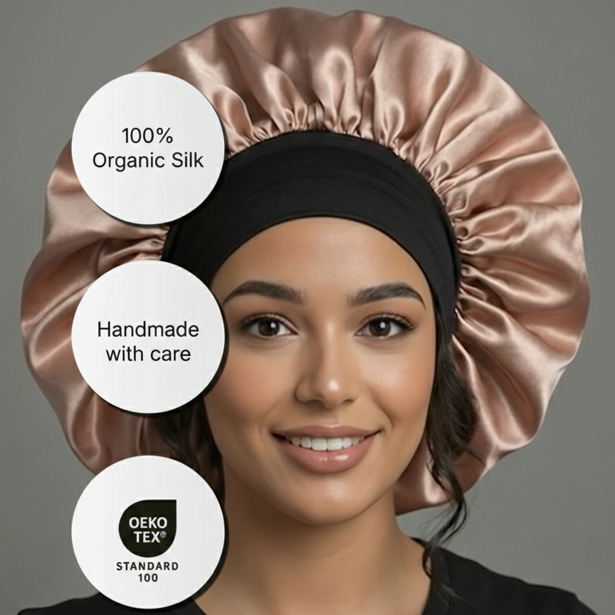 XL Organic Silk Hair Bonnet Dusty Pink