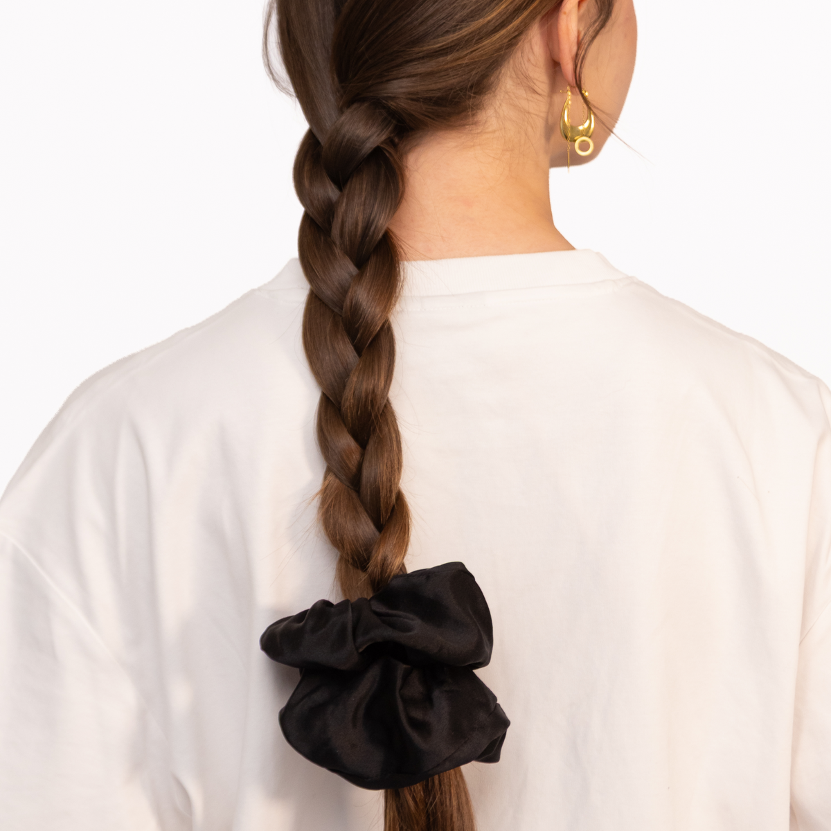 Oversized Organic Silk Scrunchie Onyx Black