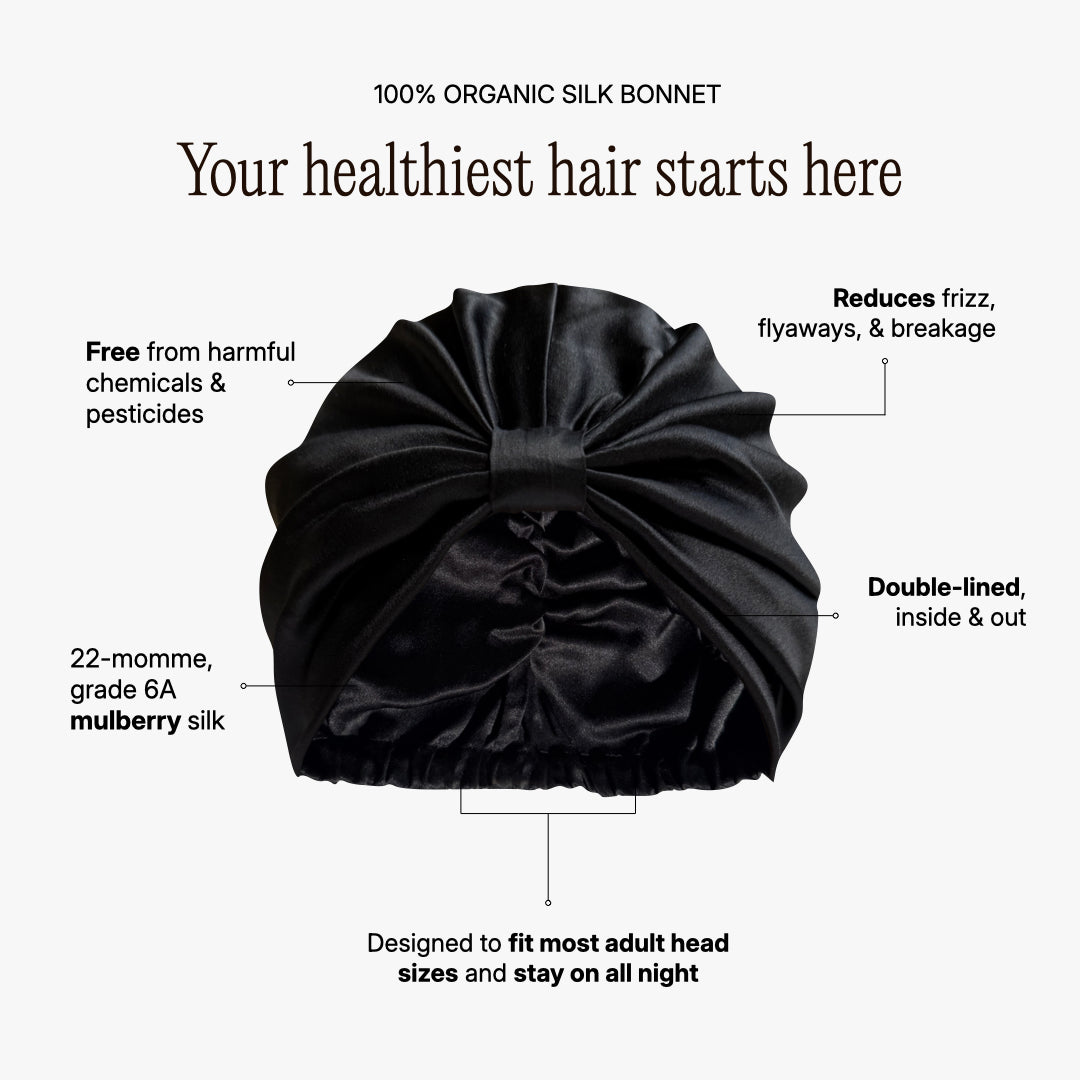 Bonnet en soie biologique pour cheveux