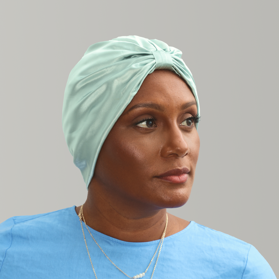 Organic Silk Hair Bonnet Mint Green