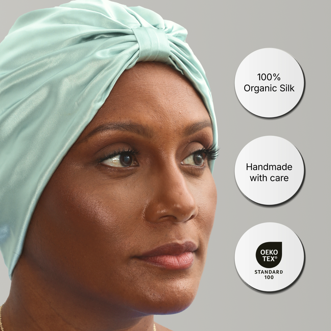 Organic Silk Hair Bonnet Mint Green