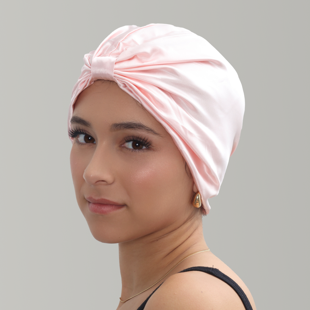 Organic Silk Hair Bonnet Baby Pink