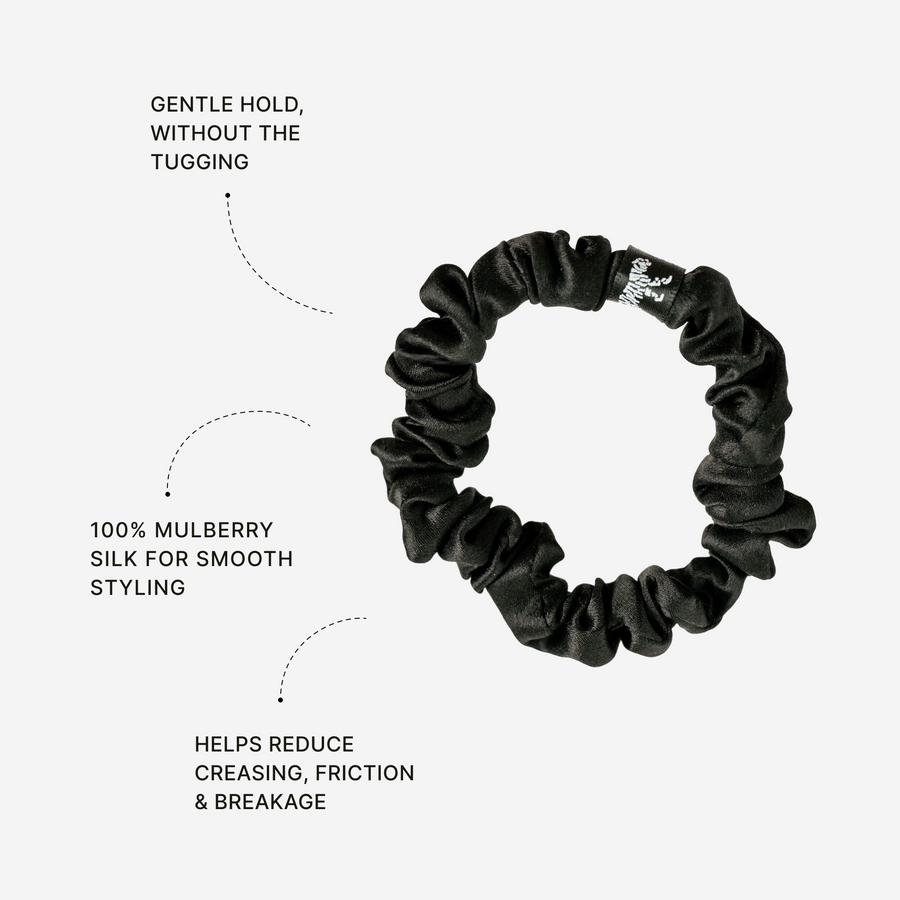 Organic Silk Small Scrunchie Onyx Black