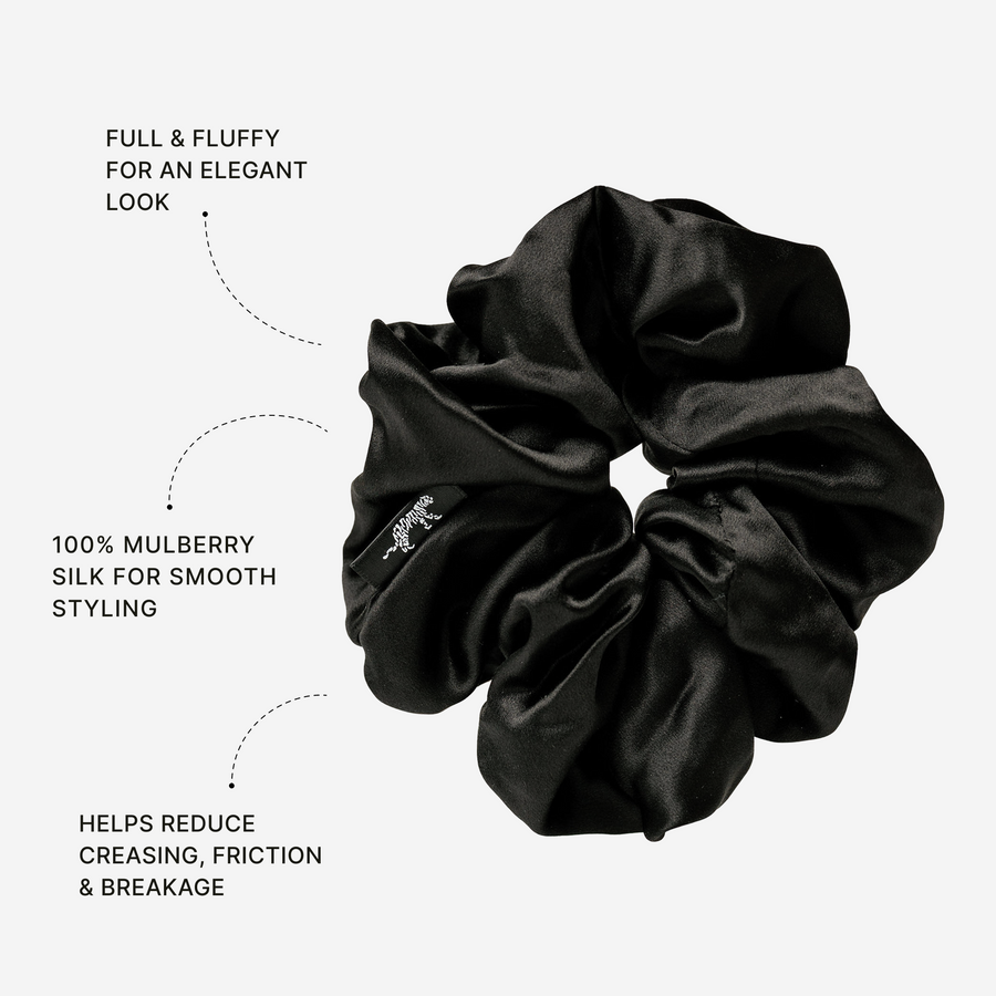 Oversized Organic Silk Scrunchie Onyx Black
