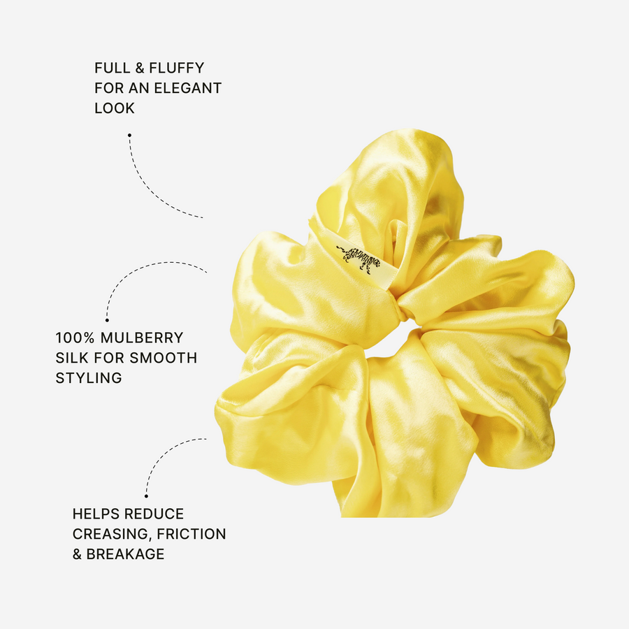 Organic Silk Oversized Scrunchie Sunshine Yellow