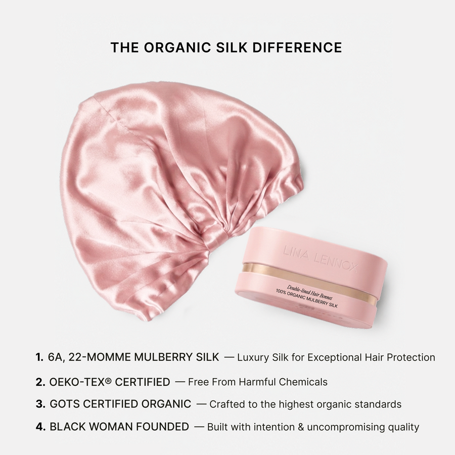 Organic Silk Hair Bonnet Blush Pink