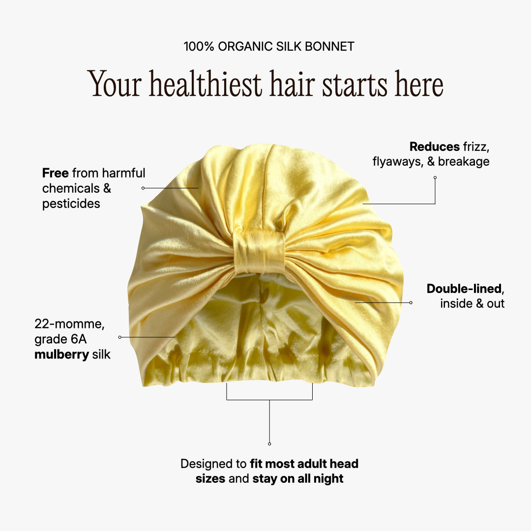 Bonnet en soie biologique pour cheveux