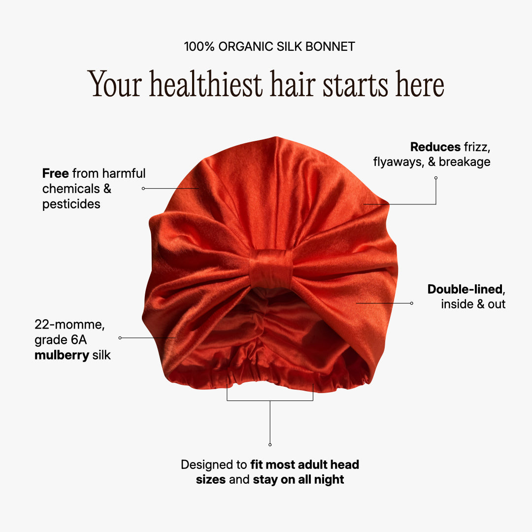 Gorro de seda orgánica para el cabello