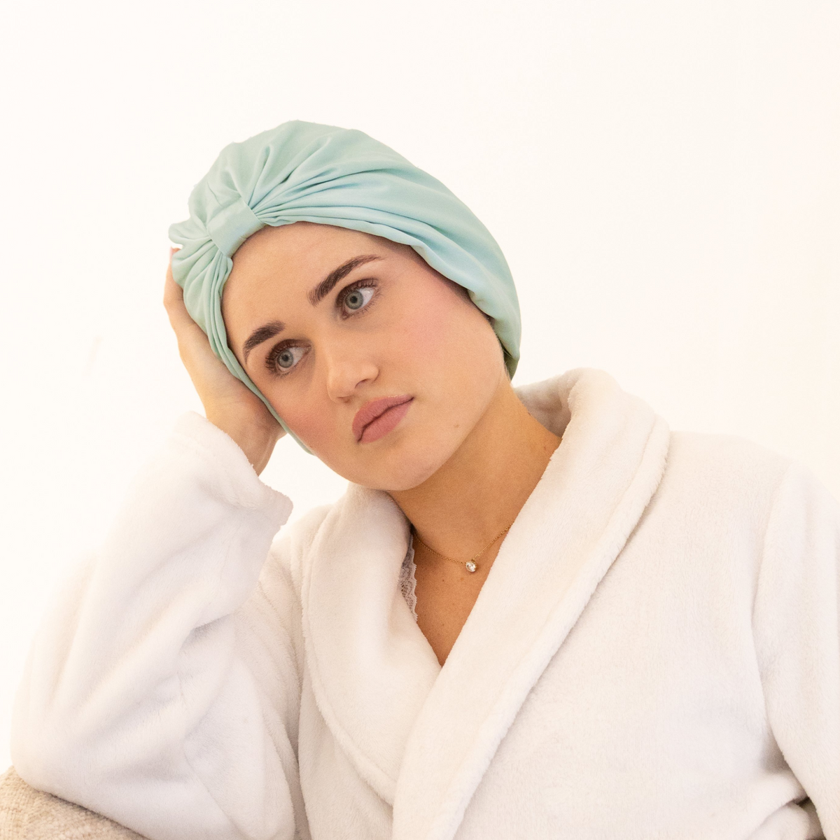 Organic Silk Hair Bonnet Mint Green