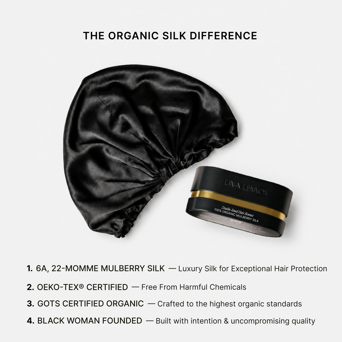 Organic Silk Hair Bonnet Onyx Black