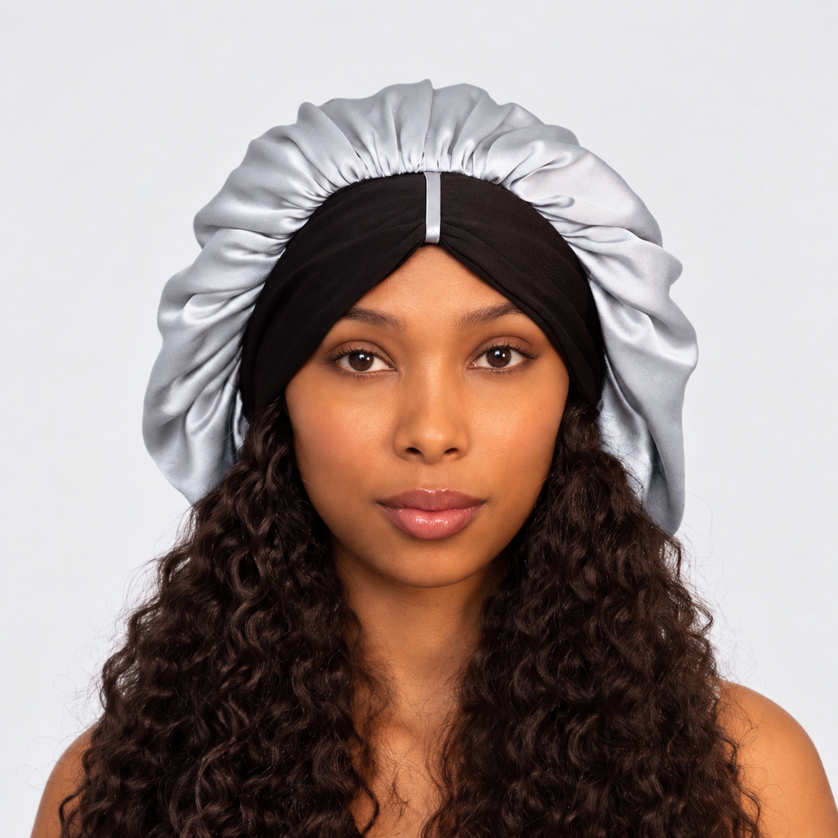 XL Organic Silk Hair Bonnet Silver