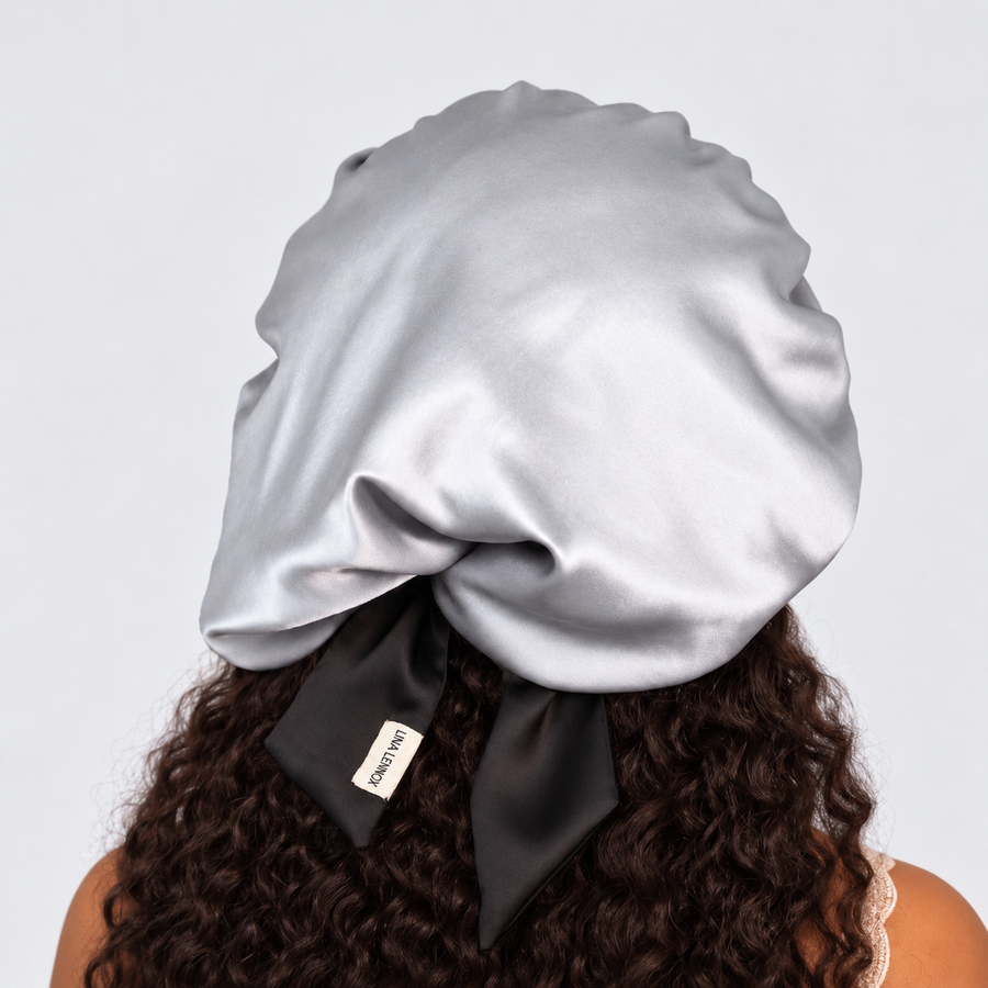 XL Organic Silk Hair Bonnet Silver