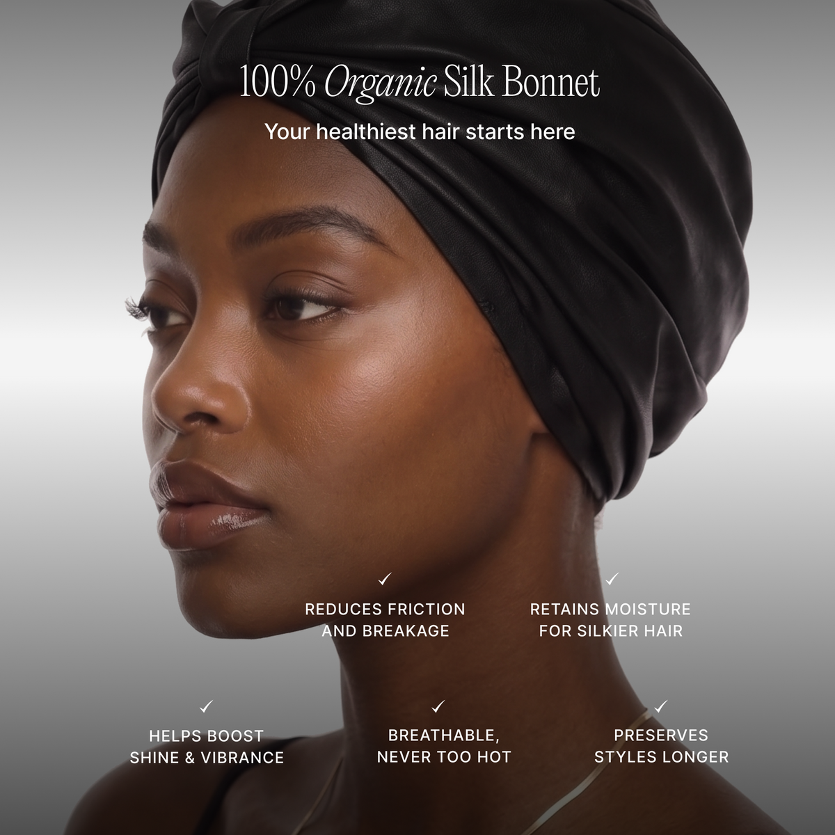 Organic Silk Hair Bonnet Onyx Black