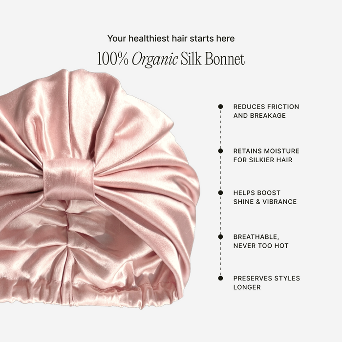 Organic Silk Hair Bonnet Blush Pink