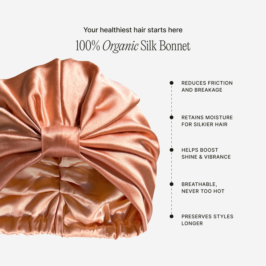 Organic Silk Hair Bonnet Peachy Coral