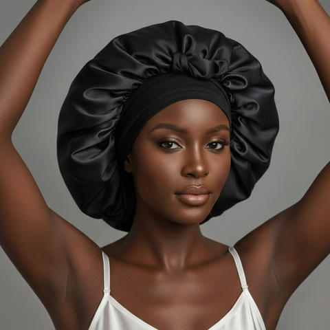 XL Organic Silk Hair Bonnet Onyx Black – LINA LENNOX