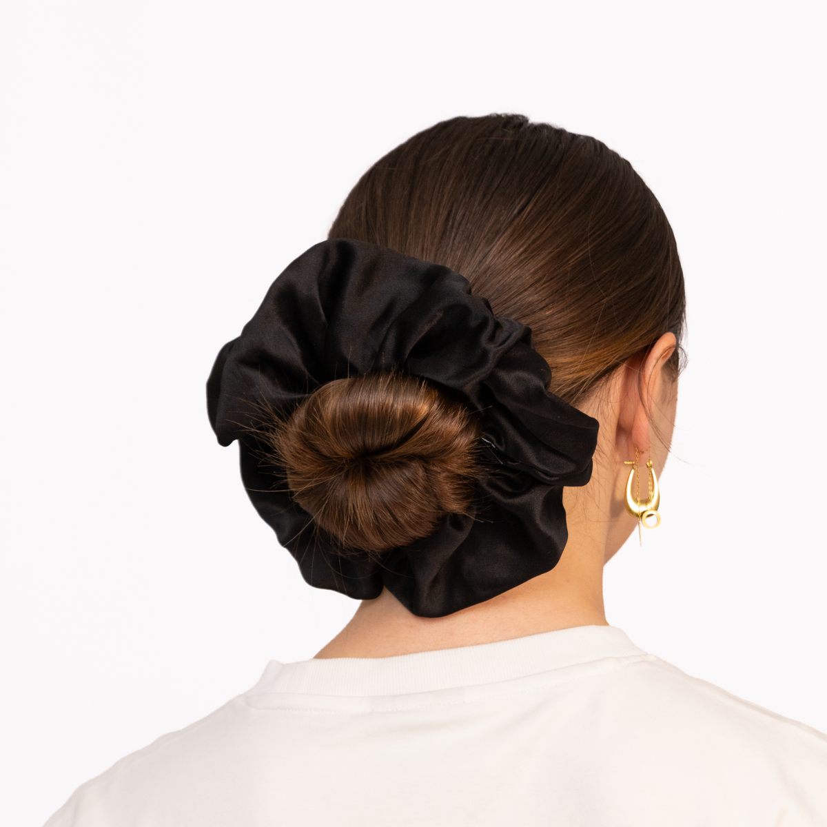 Oversized Organic Silk Scrunchie Onyx Black