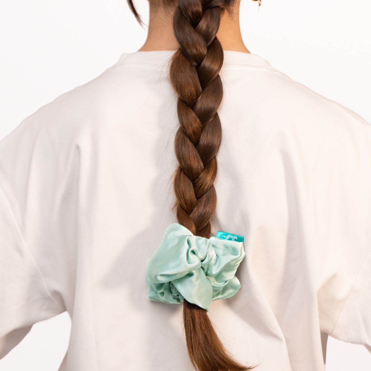 Organic Silk Oversized Scrunchie Mint Green