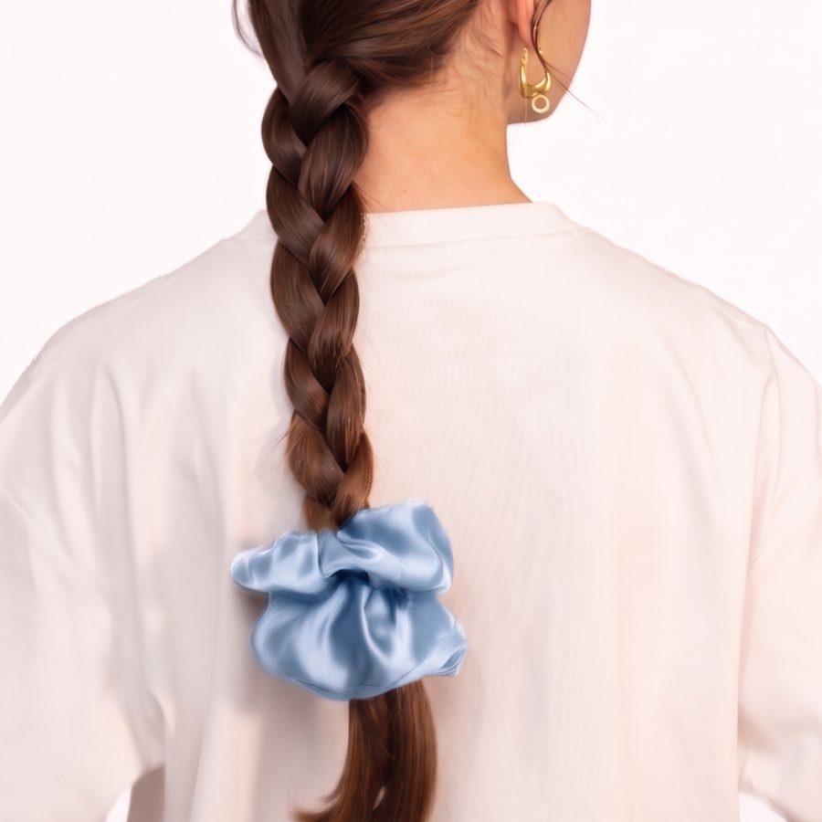 Organic Silk Oversized Scrunchie Powder Blue