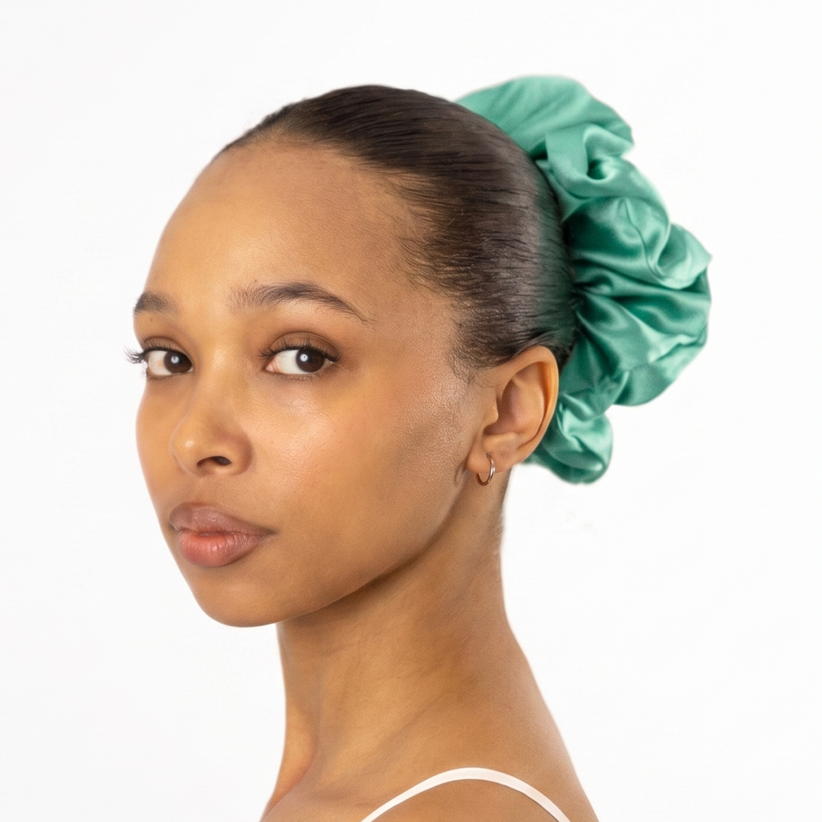 Organic Silk Oversized Scrunchie Jade Green