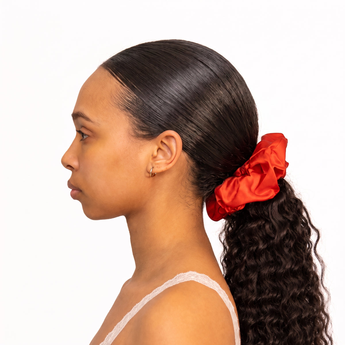 Organic Silk Oversized Scrunchie Tomato Red