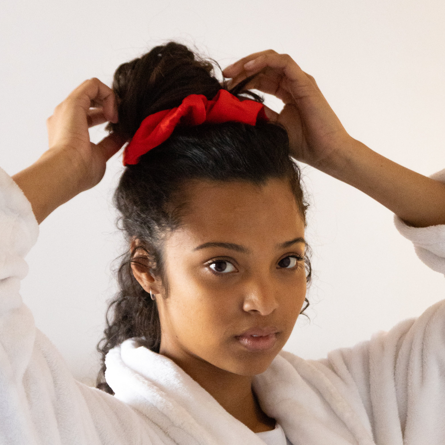 Organic Silk Oversized Scrunchie Tomato Red