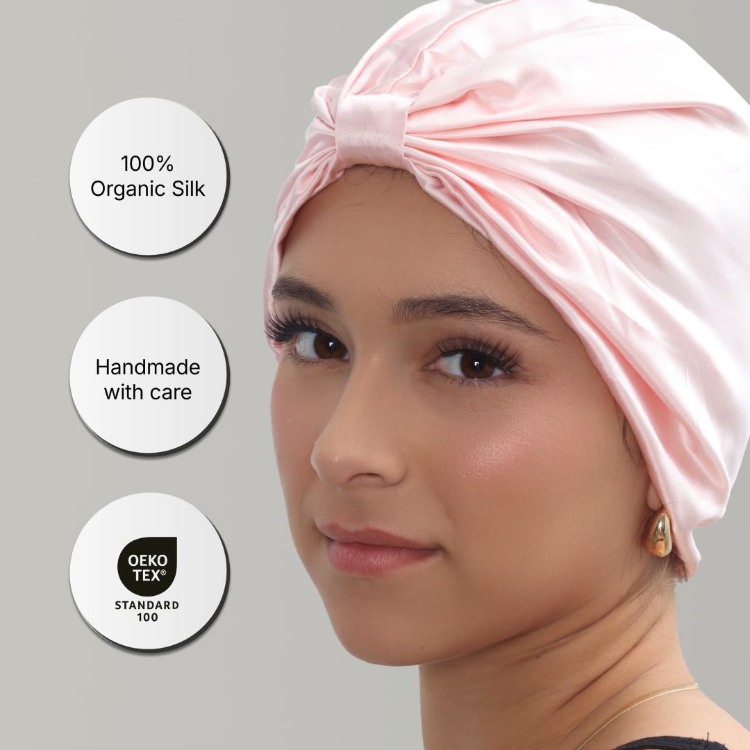 Organic Silk Hair Bonnet Baby Pink