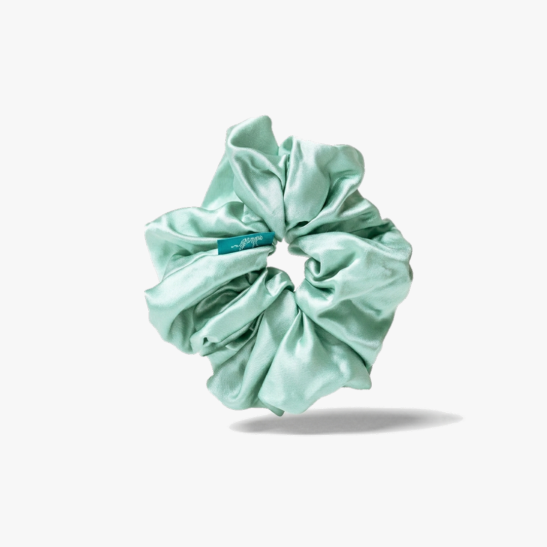 Organic Silk Oversized Scrunchie Mint Green