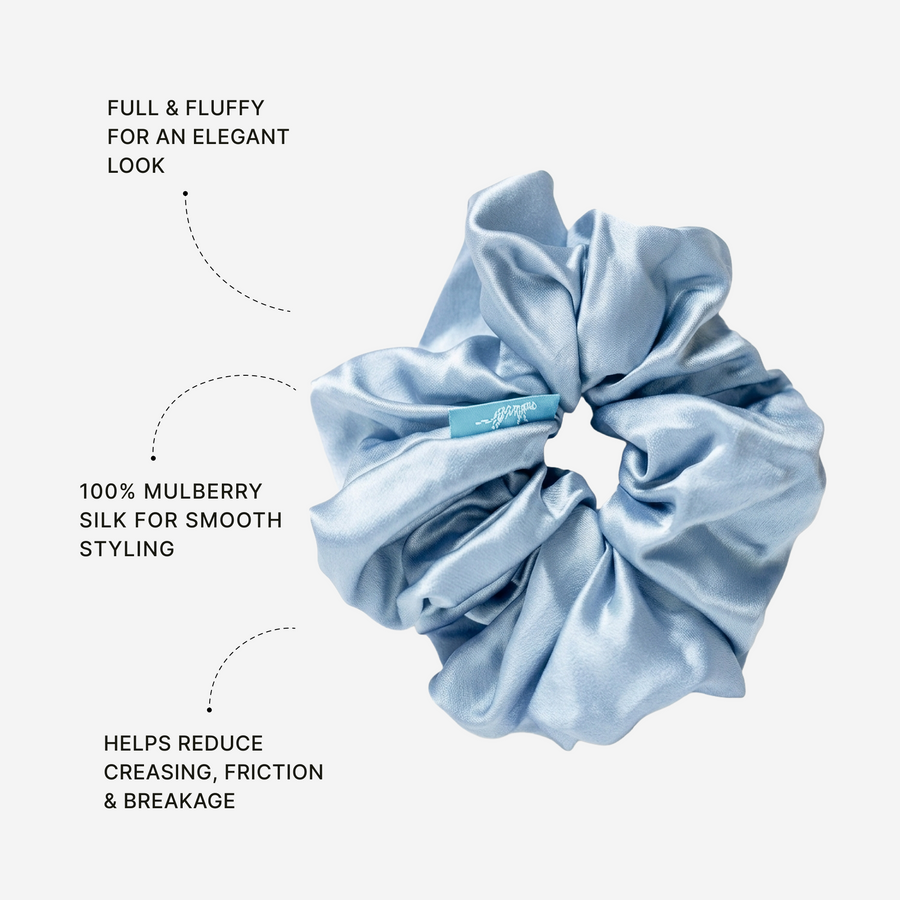 Organic Silk Oversized Scrunchie Powder Blue