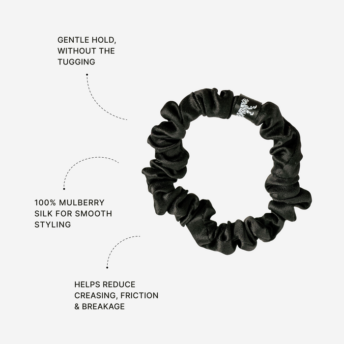 Organic Silk Small Scrunchie Onyx Black