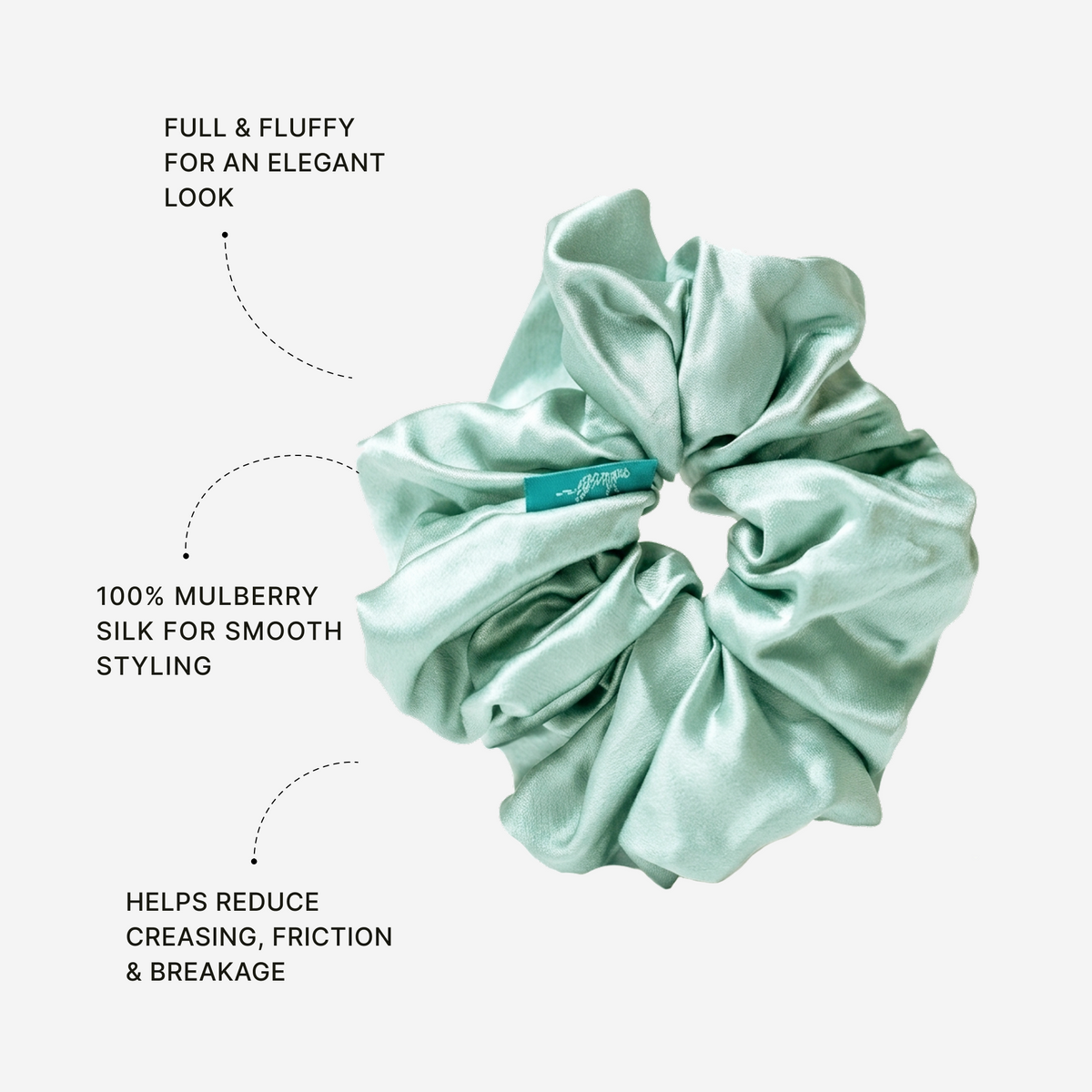 Organic Silk Oversized Scrunchie Mint Green