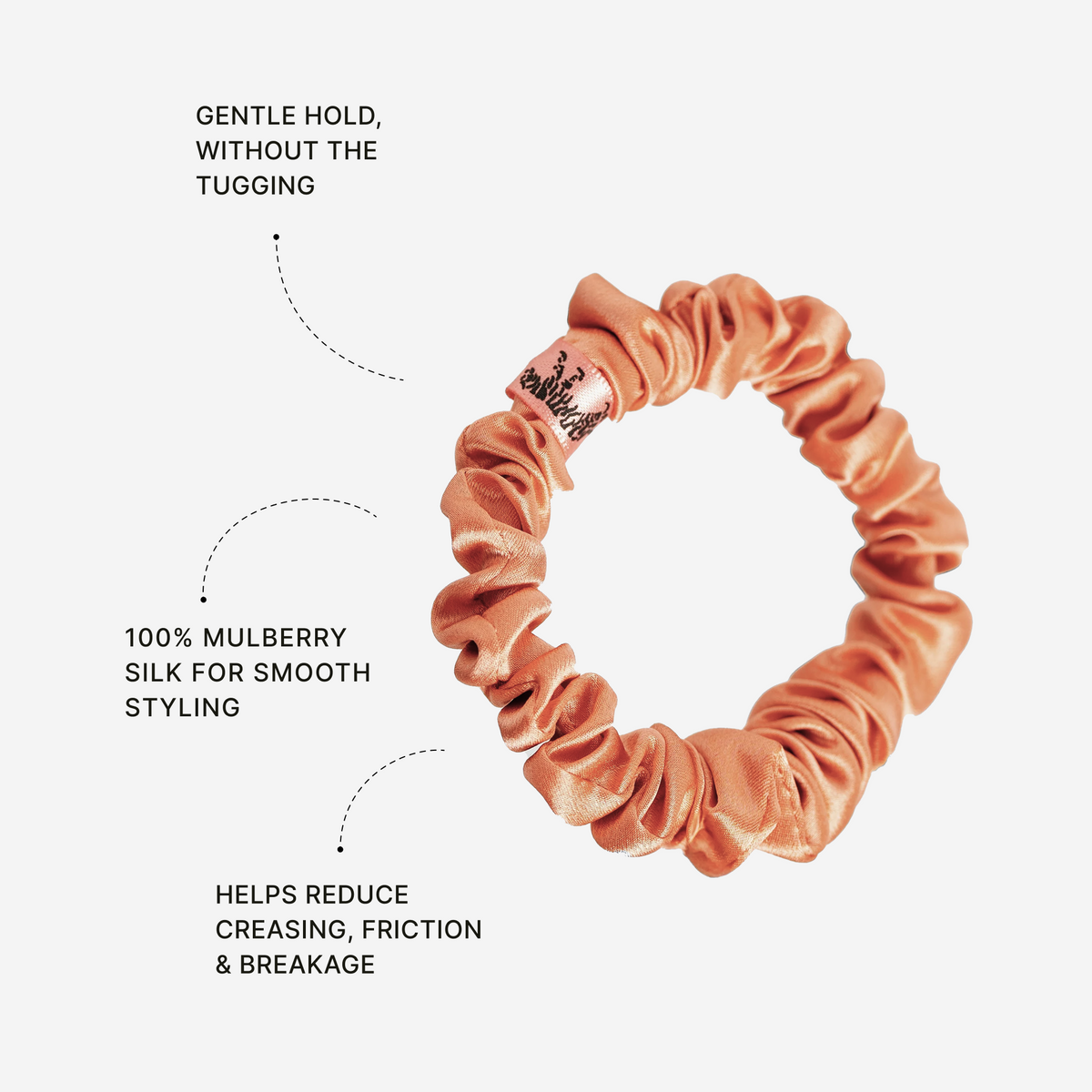 Organic Silk Small Scrunchie Peachy Coral