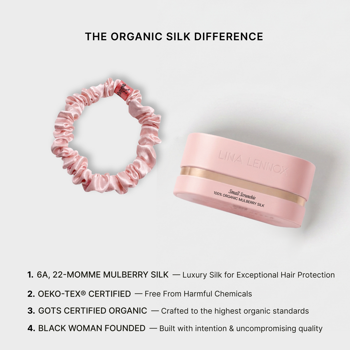 Organic Silk Small Scrunchie Blush Pink