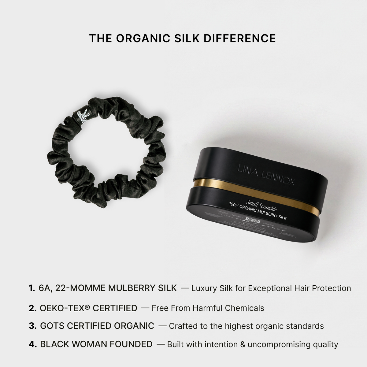 Organic Silk Small Scrunchie Onyx Black