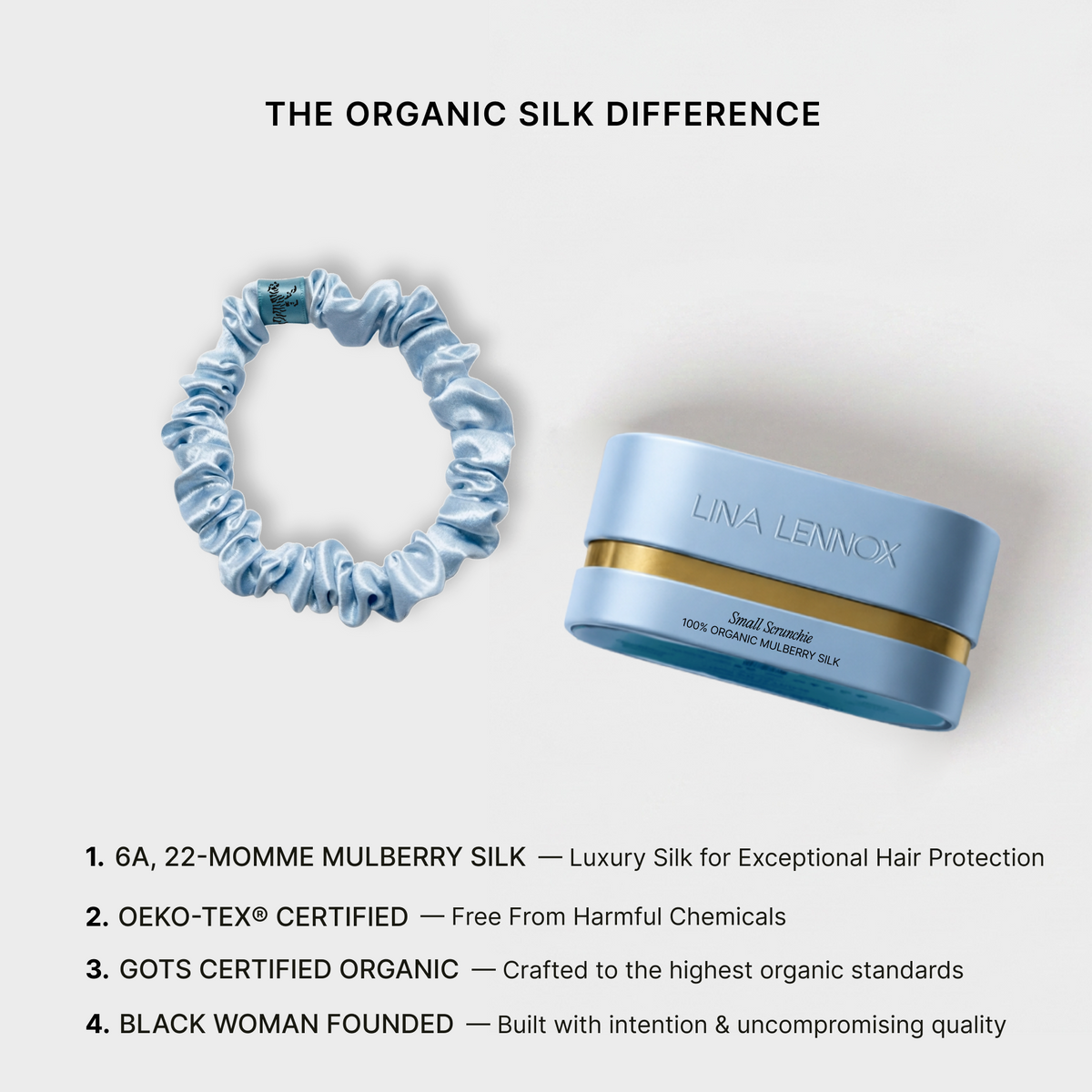 Organic Silk Small Scrunchie Powder Blue