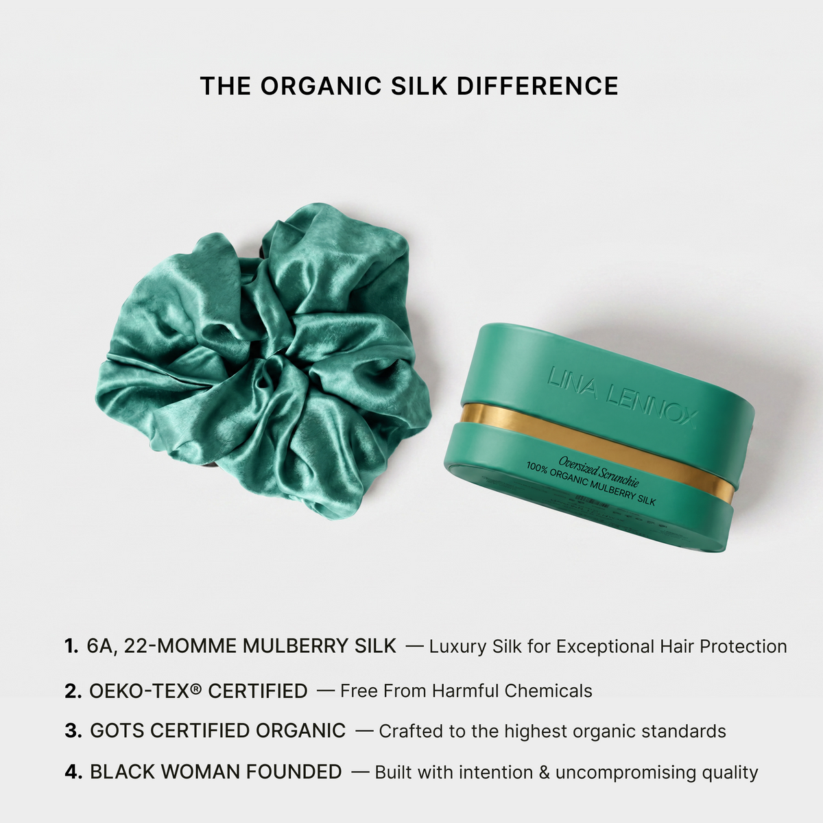 Organic Silk Oversized Scrunchie Jade Green