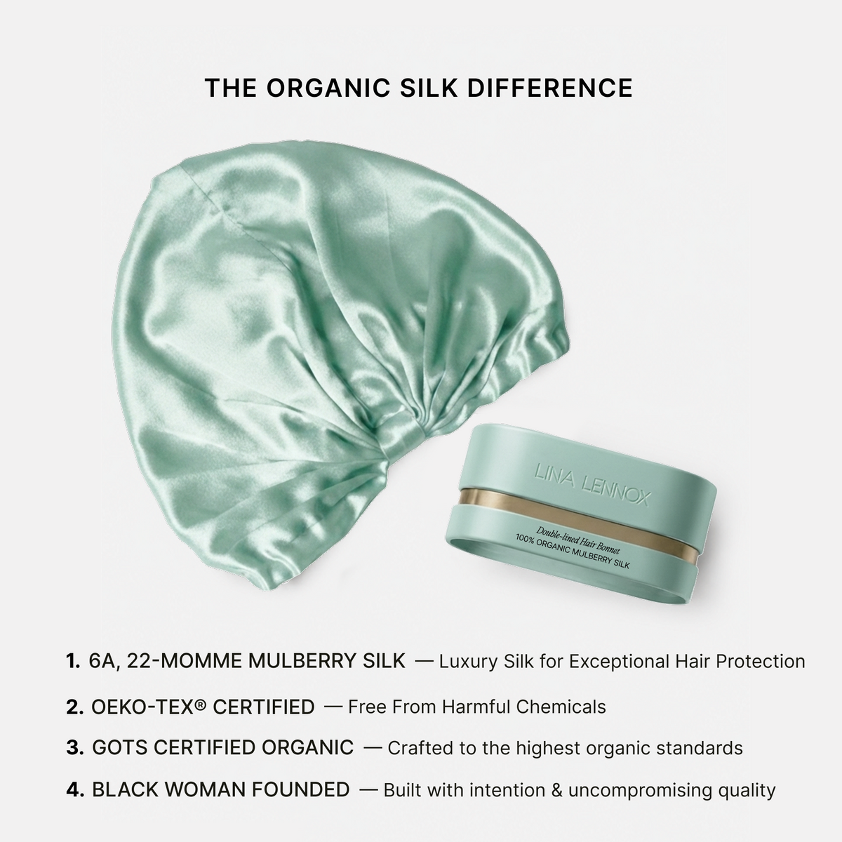 Organic Silk Hair Bonnet Mint Green