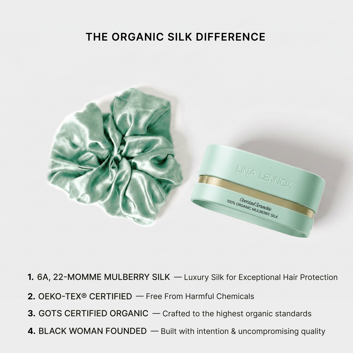 Organic Silk Oversized Scrunchie Mint Green