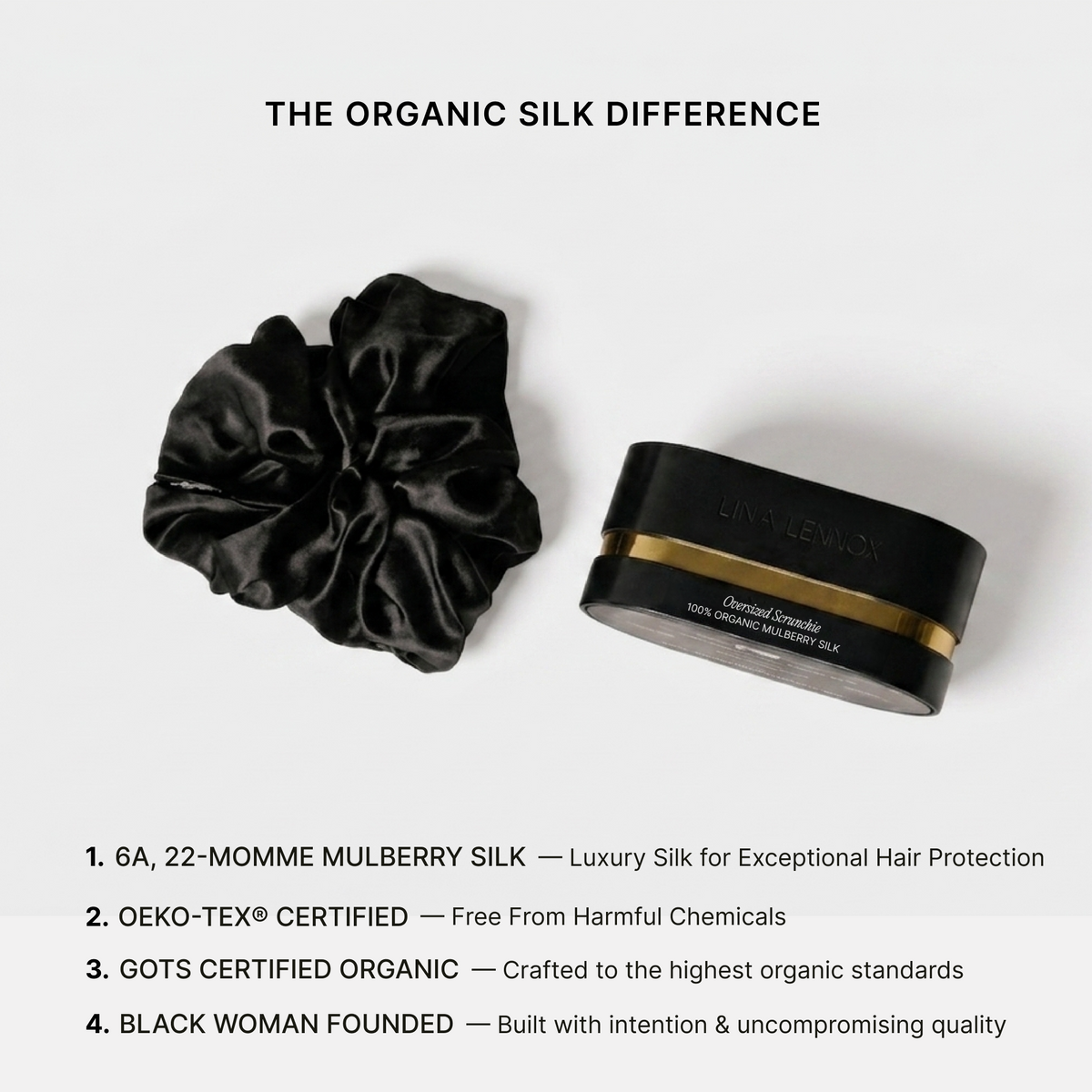 Oversized Organic Silk Scrunchie Onyx Black