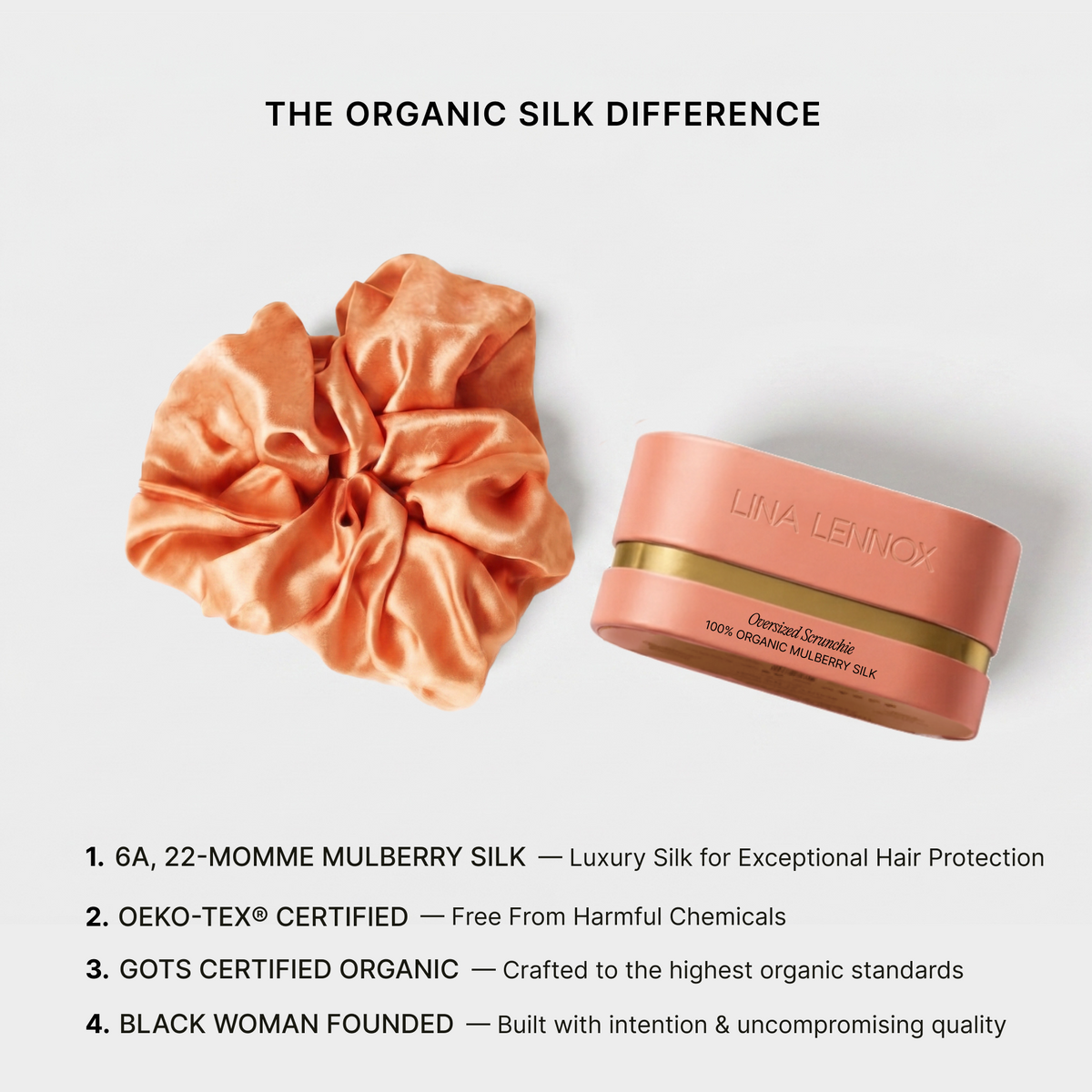 Organic Silk Oversized Scrunchie Peachy Coral