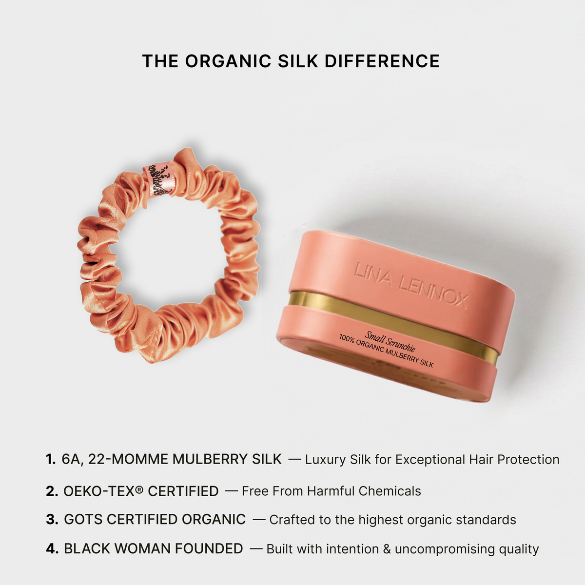 Organic Silk Small Scrunchie Peachy Coral