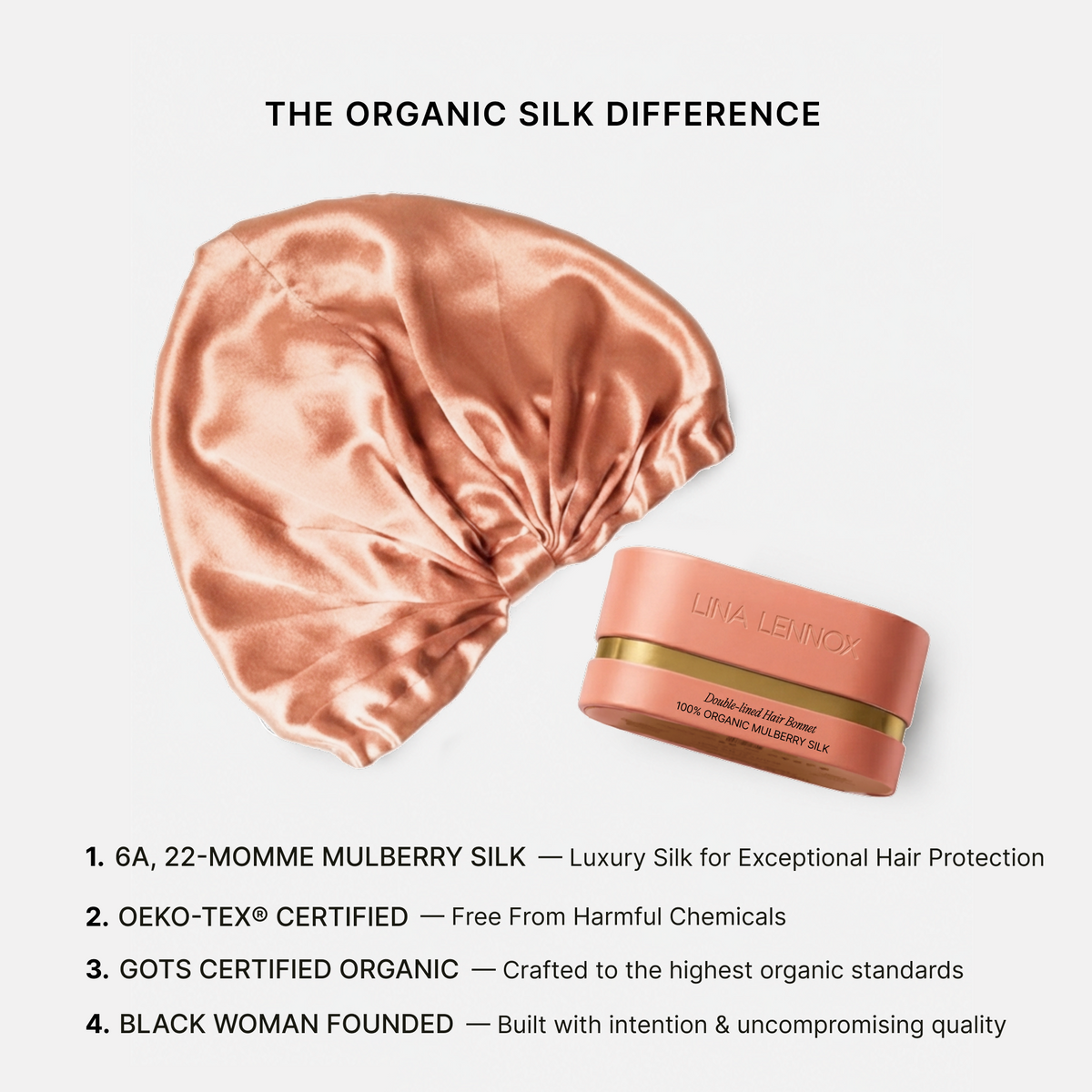 Organic Silk Hair Bonnet Peachy Coral