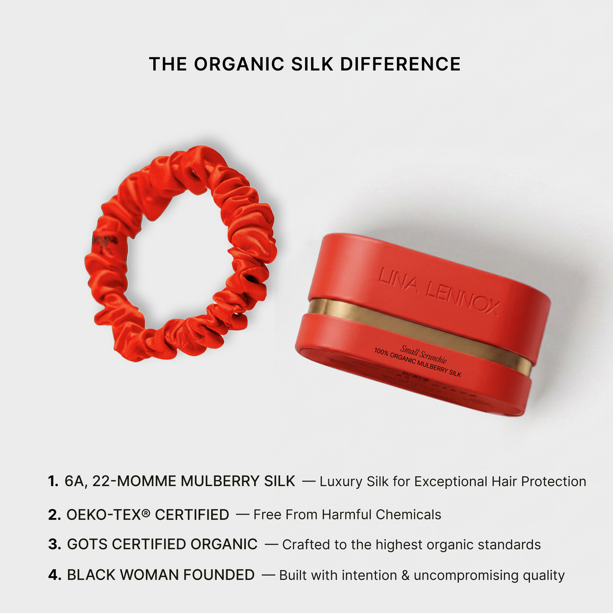 Organic Silk Small Scrunchie Tomato Red