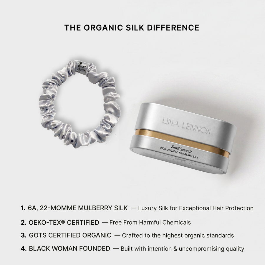 Organic Silk Small Scrunchie Silver
