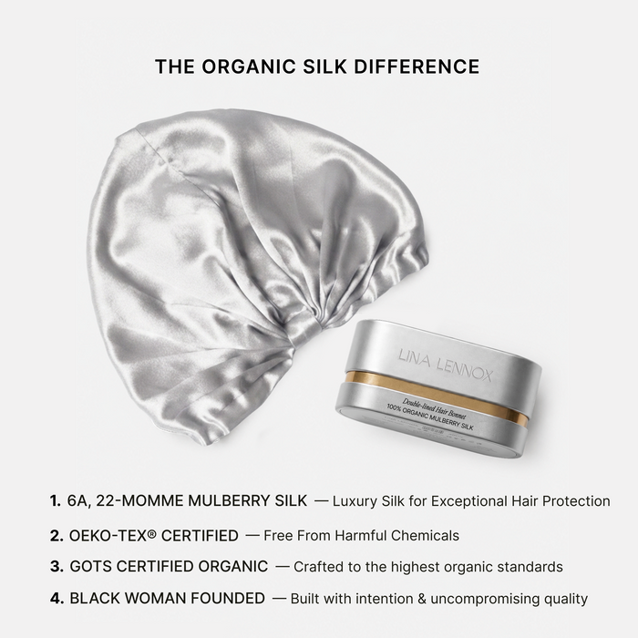 Organic Silk Hair Bonnet Silver