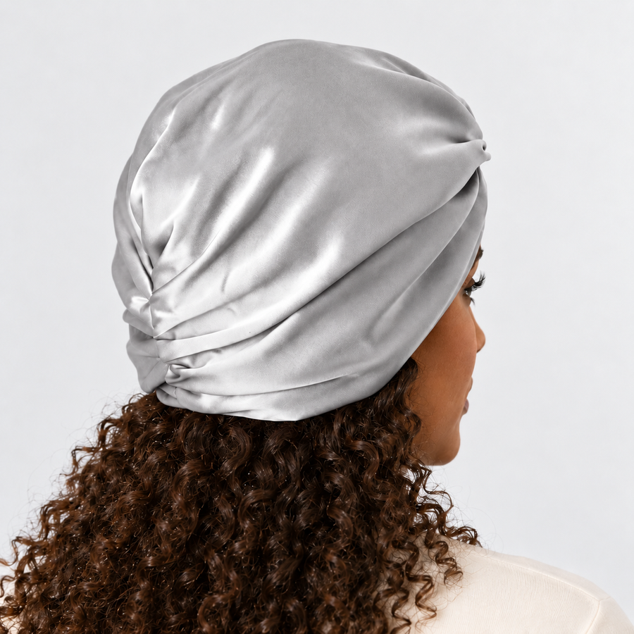 Organic Silk Hair Bonnet Silver